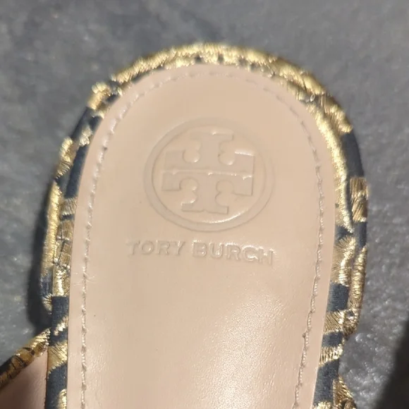 Tory Burch Women's Black and Gold Embroidered mule loafers - Picture 5 of 10